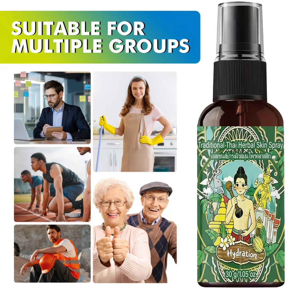 Hydrating Body Spray with Niacinamide & Collagen, Traditional Thai Herbal Skin Mist Qme