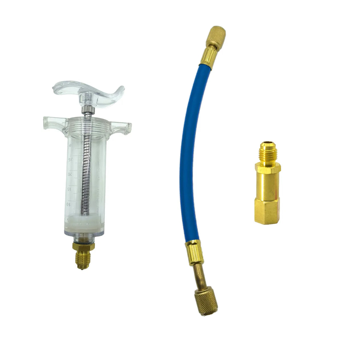 Car A/C Oil/Dye Injector 30Ml 1Oz with Low Side Quick Coupler Adapter 1/4 Air Conditioning Automotive Oiler Injection Syringe Qme SET1 with safe valve