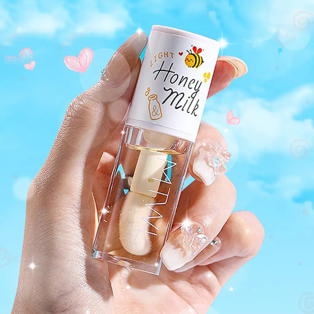 Korean Kawaii Lip Gloss Honey Peach Oil Long Lasting Non-sticky Qme
