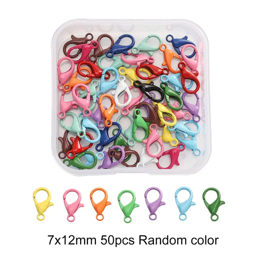 Colored DIY Jewelry Accessories Set Bead Keychain Open Jump Rings Lobster Clasp Hooks Small Screw Eye Pins for Jewelry Making Qme Lobster Clasp