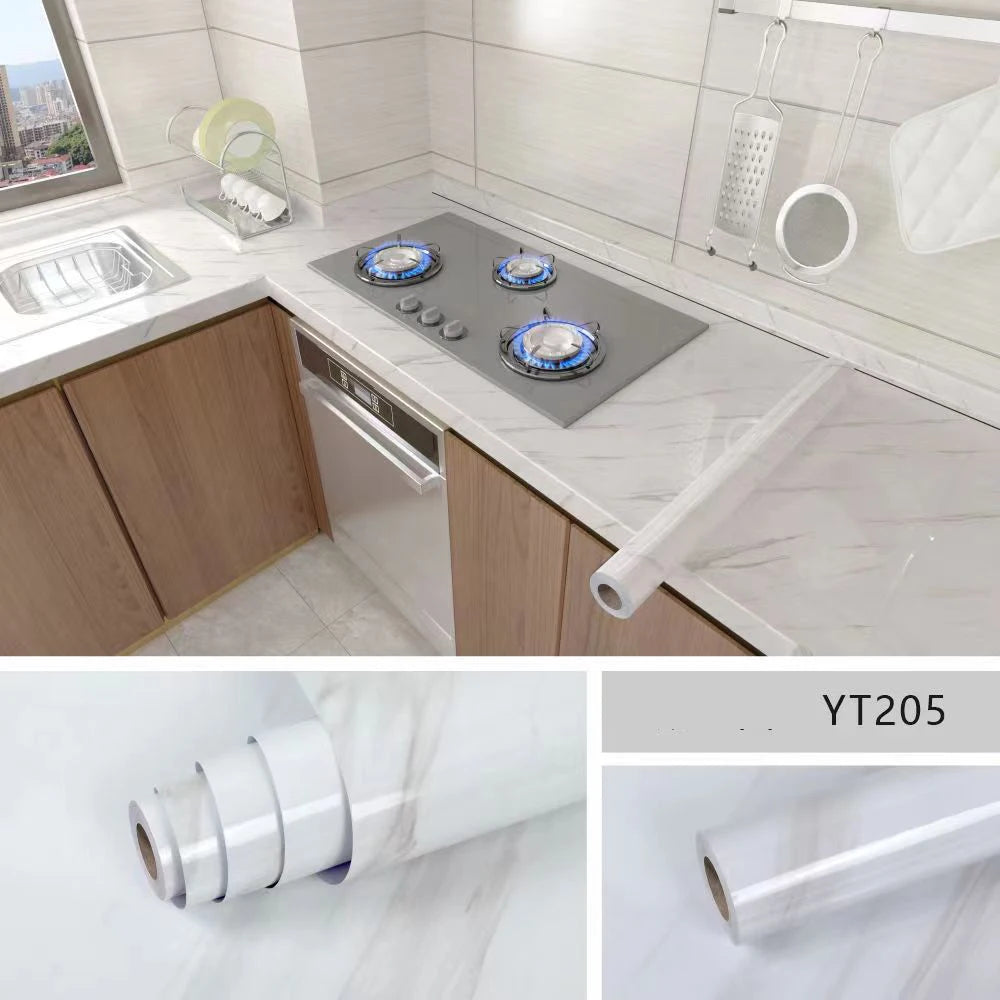 40cm Kitchen Self-adhesive Wall Adhesive Wallpaper Marble Pattern Pvc Home Decorations Oil-proof Water-proof Luxury Home Decor Qme 3 40cmX3m