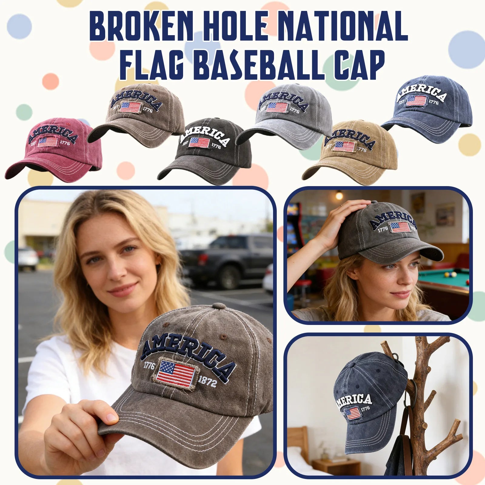 Embroidered American Independence Day Flag Baseball Cap Unisex Patriotic-Themed Fashion Casual Outdoor Sun Visor Hat Qme