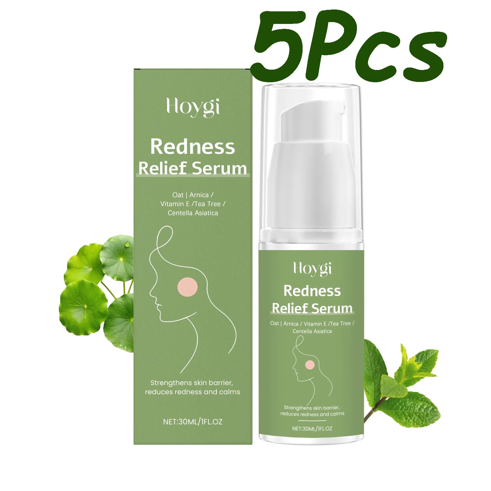 Centella Serum for Acne-Prone Skin Pore Shrinking Hydrating Smoothing Brightening Nourishing Redness Relief Serum Facial Care Qme 5 x 30ml Boxed