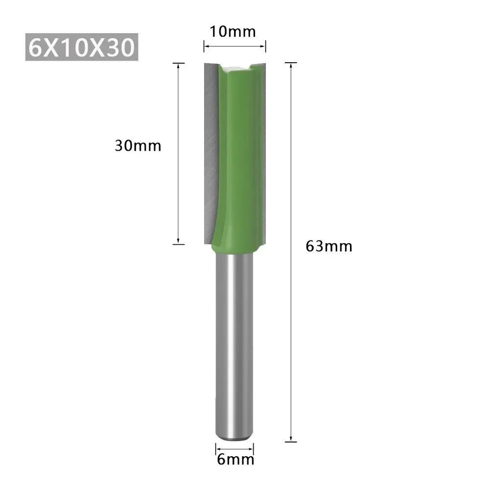 6MM Shank Milling Cutter Wood Carving Single Double Flute Straight Router Bit Cleaning Straight Drill Bit Woodworking Tools Qme 6x10x30