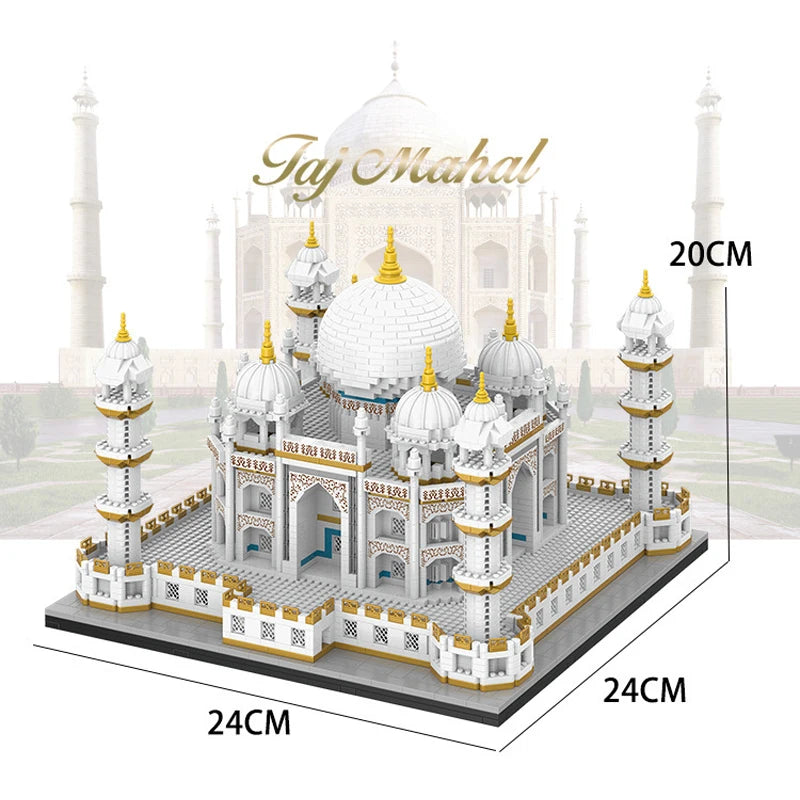 MOC City Mini Bricks Taj Mahal World Famous Architecture Micro Model India Building Blocks Creative Sets Kid Toys Boy Adult Gift Qme