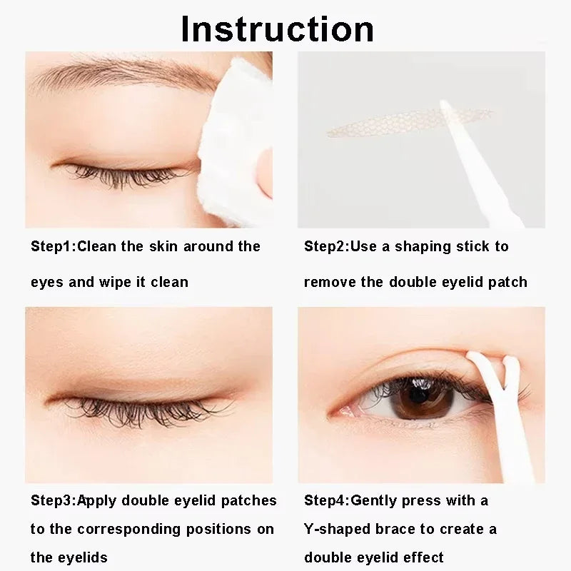 600PCS Double Eyelash Tape Invisible Eyelid Lift Band Self Adhesive Transparent Eyelid Decals Fiber Waterproof Eye Stickers Qme