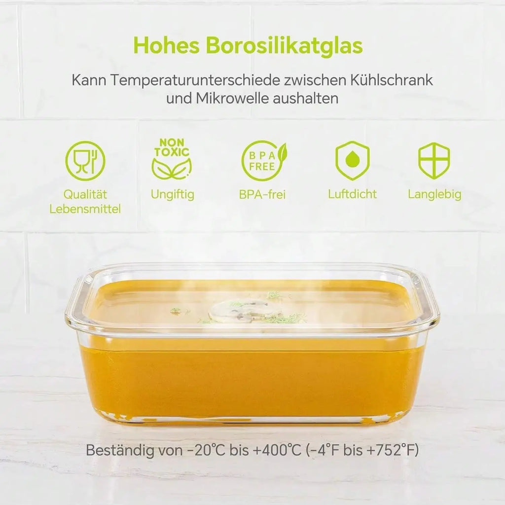 Glass Food Storage Container Lid Meal Prep Fridge Dishwasher Qme