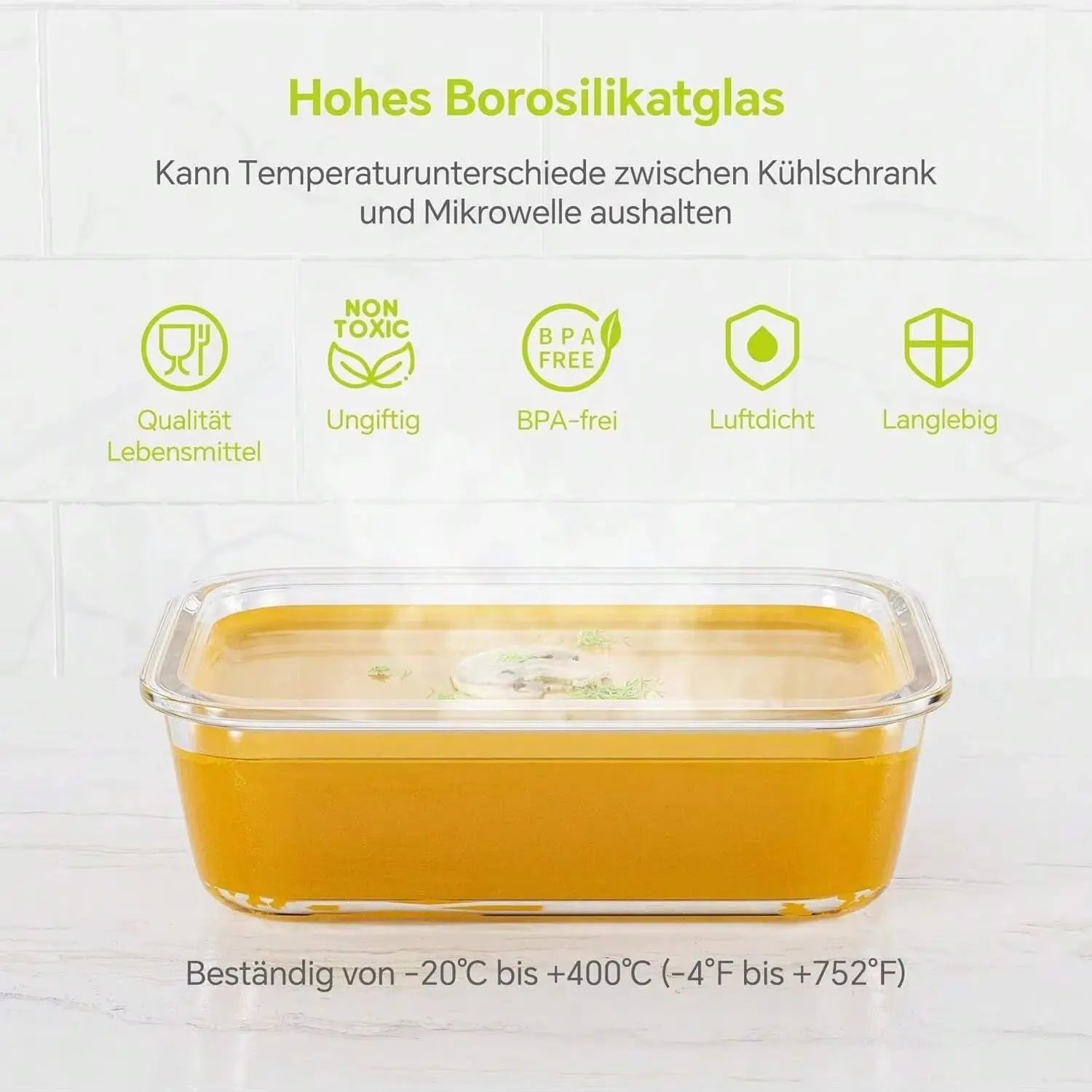 Glass Food Storage Container Lid Meal Prep Fridge Dishwasher Qme