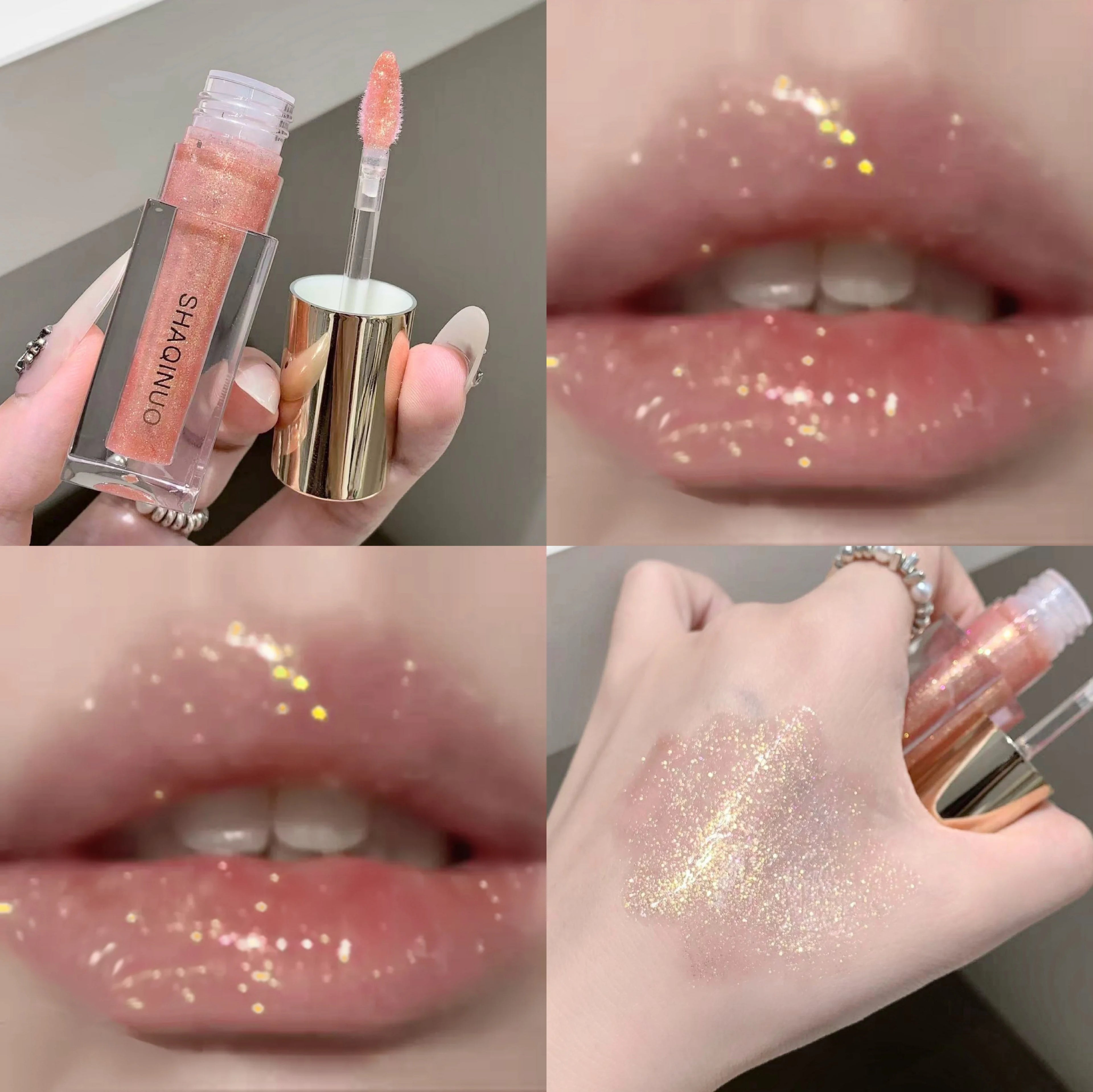 SHAQINUO Glittering Mirror Lip Glaze Watery Shimmering Light Gloss Qme S9056-01