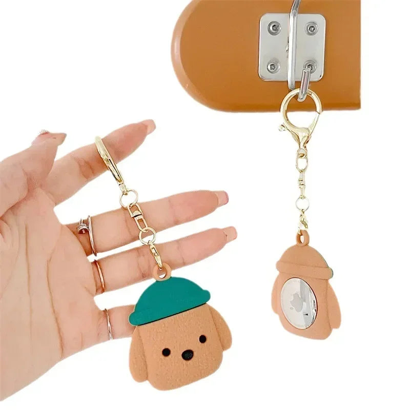 Cartoon Silicone Soft Protective For AirTag Case Locator Tracker Keychain Cover Funny Dog Bear Shape Kawaii Key Ring Qme