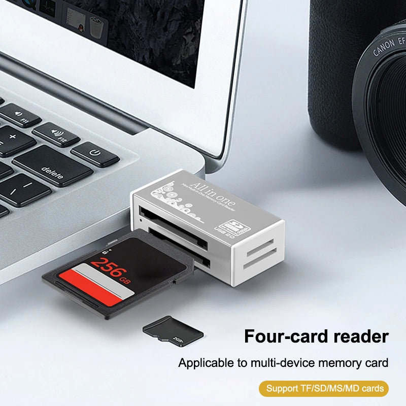 Streamlined 4 Ports Micro SD TF MS MD USB2 0 Card Reader Essential Qme