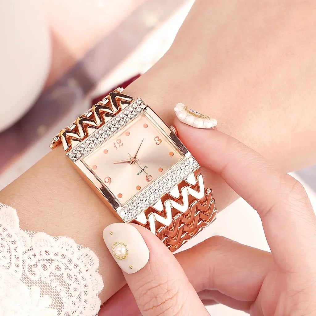 Fashion Luxury Bracelet Watches For Women Stylish Golden Silver Stainless Strap Ladies Quartz Wristwatch Clock Casual Qme