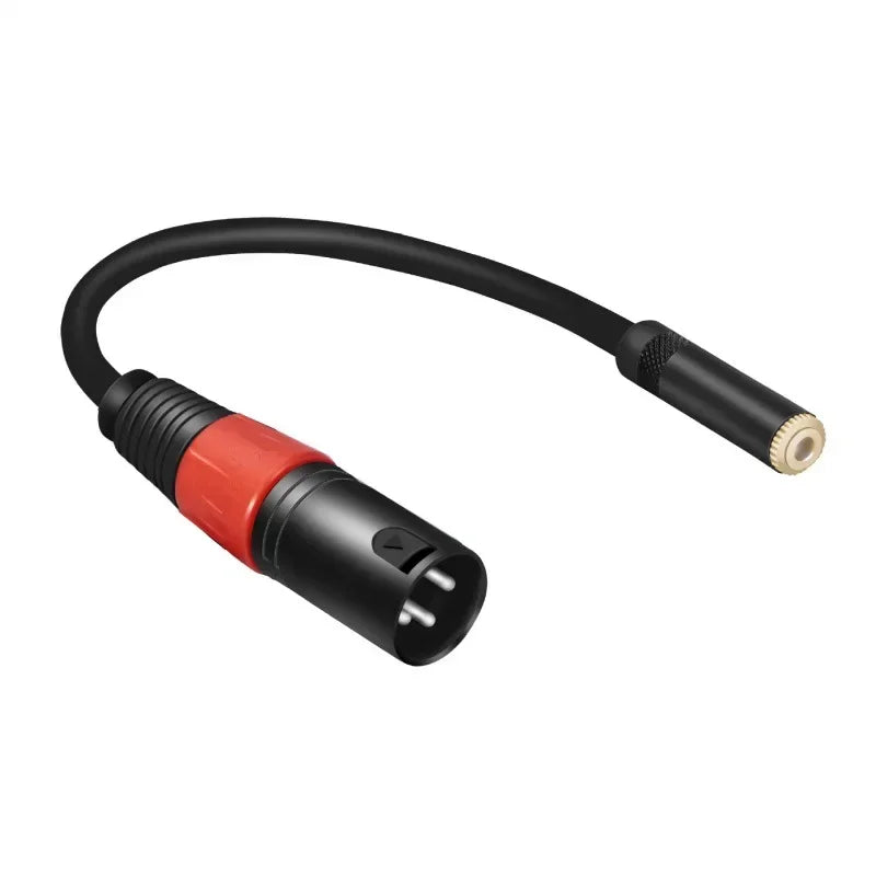 0.2m XLR 3 Pin Male Plug To 3.5mm TRS 1/8inch Female Stereo Audio Adapter Microphone Extension Cable Wire Qme black 0.2m