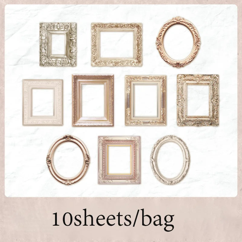 10 Sheets/Bag Window Frame Hollow Embossed Collage Cards for Scrapbook Journal DIY Planner Phone Case Notebook Decoration Gift Qme 6