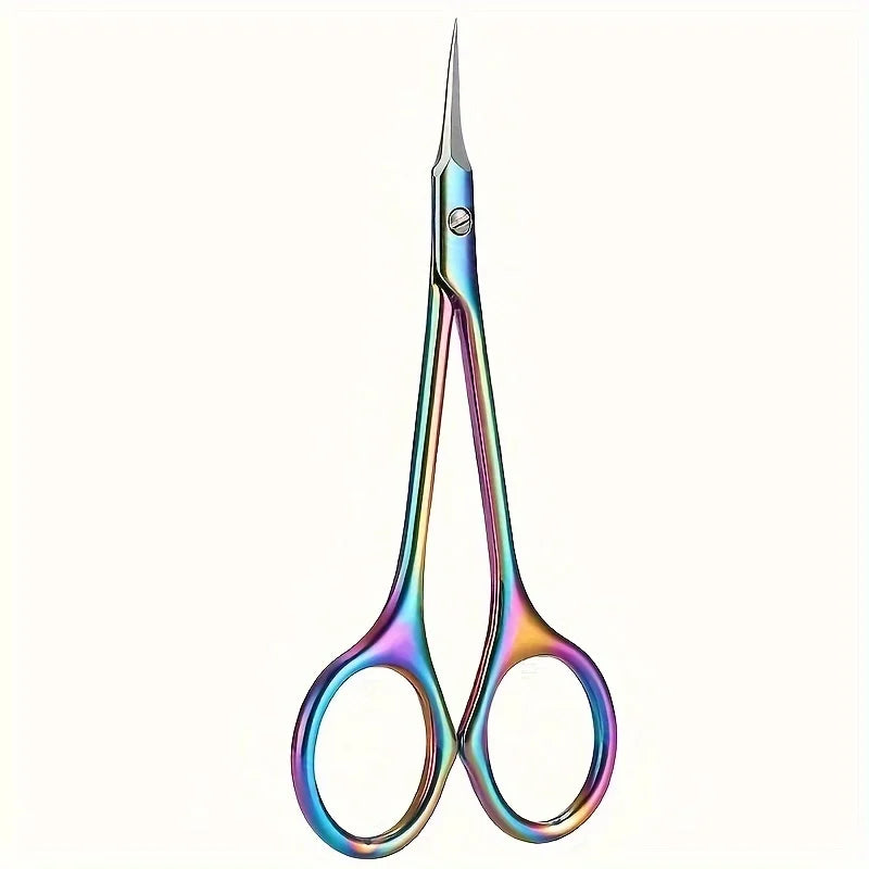 Stainless Steel Cuticle Scissors Precision Curved Tip Nail Trimmer Qme Colorful