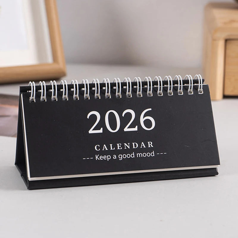 2026 Mini Desk Calendar Desktop Notepad Ornament Cute Simple Calendar,Christmas New Year Gift, Daily Planner Table Calendar Qme Black Long Style