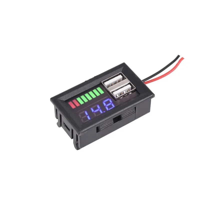 USB 5V 2.4A Car Voltmeter Voltage Meter Panel 12V-24V 3S-7S Lithium Battery Capacity Indicator Power Tester Li-ion Lead acid Qme