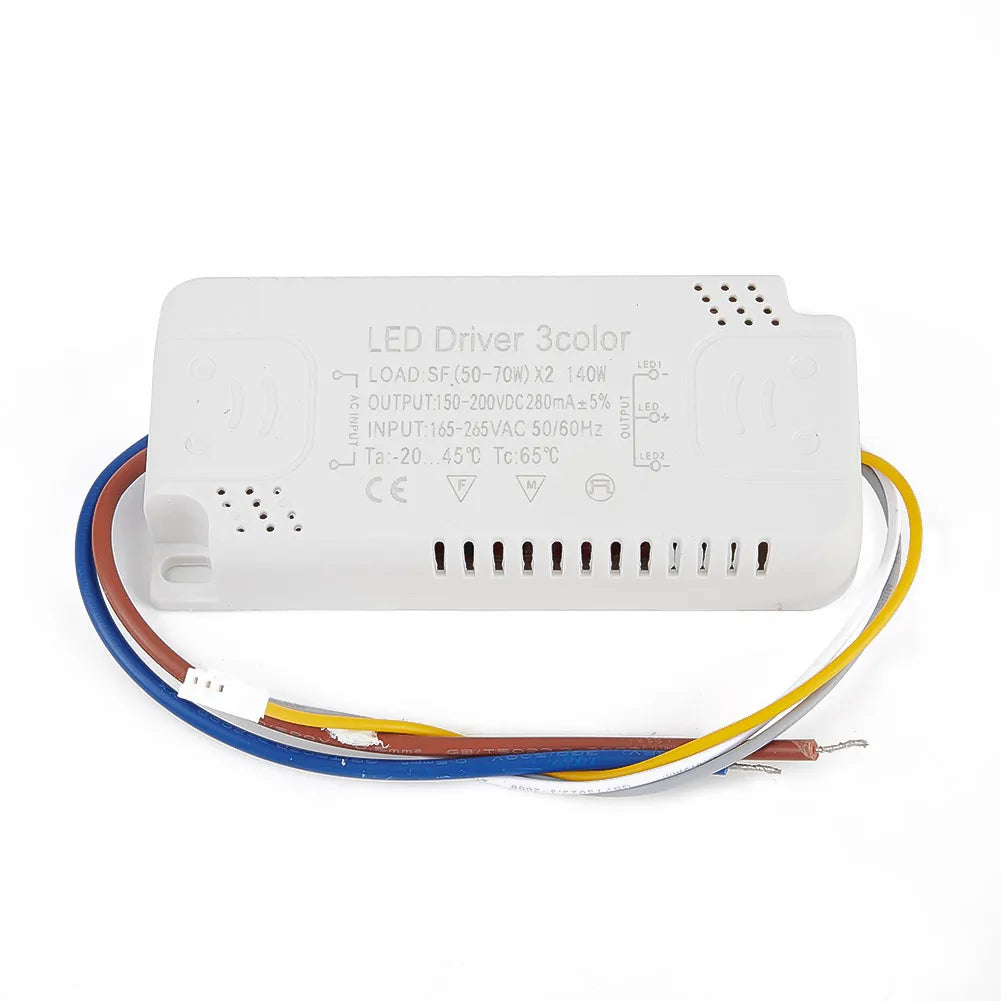 LED Driver 3color Adapter For LED Lighting Non-Isolating Transformer AC165-265V 8-24W 20-40W 30-50W 40-60W 50-70W LED Driver Qme (50-70W)X2