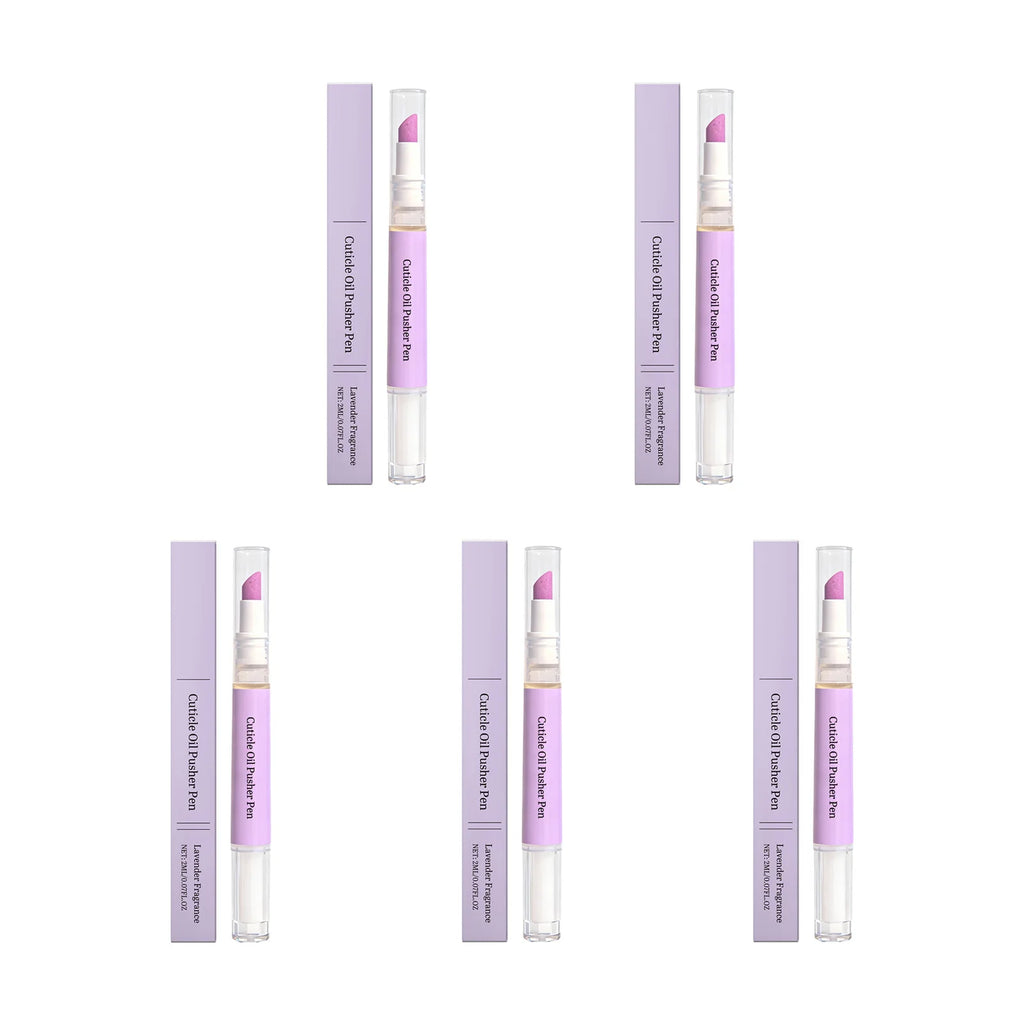 2-in-1 Cuticle Oil Pusher Pen Ceramic Cuticle Pusher & Oil Pen Nail Care Tool for Dry Damaged Nails Moisturize Brighten Qme 5Pcs