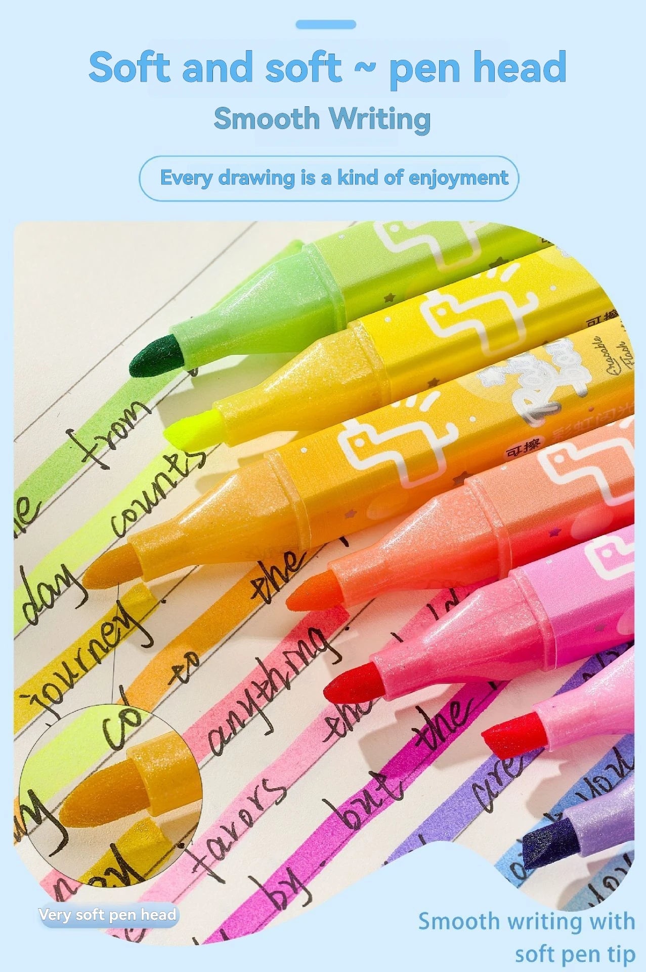 Erasable Glitter Highlighter Pens Sparkly and Shiny for Painting, Scrapbooking, DIY Craft Making, Coloring, Glitter Markers Qme