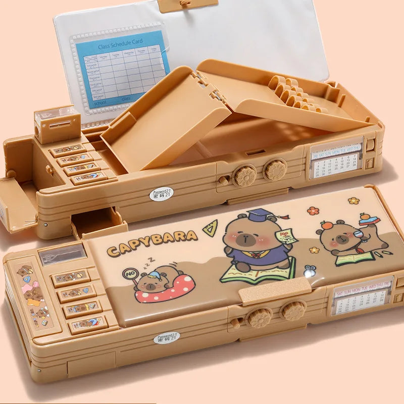 Hello Kitty Kuromi Cartoon Pencil Case With Combination Lock Multifunctional, Large-Capacity,Two-Tier Pencil Case for Students Qme 5