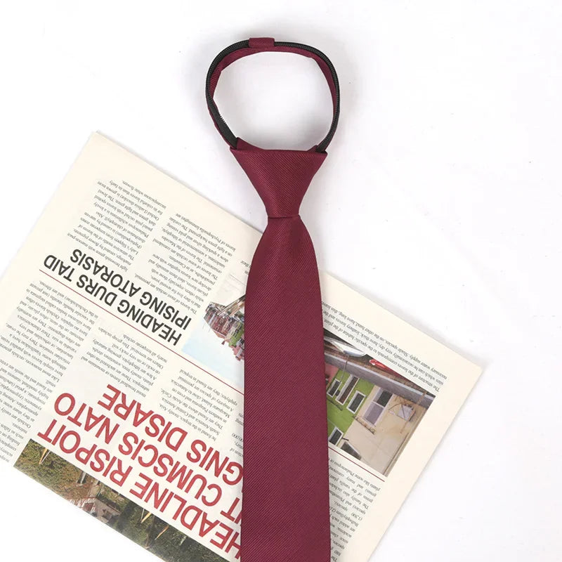 Unisex Black Simple Clip Tie Women Men Zipper Ties Shirt Accessories Qme