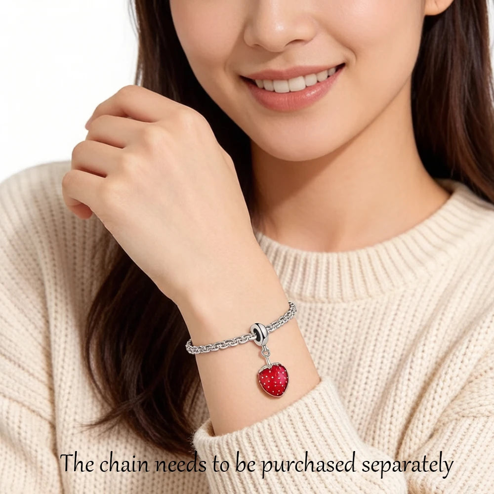 Strawberry Pendant Charm Women Girls Spring Fashion Silver 925 Sterling Jewelry Accessories Party Sweet Gift Qme
