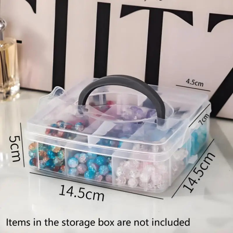 Plastic Storage Box 3 Tier 18-Grid Transparent Adjustable Stackable Qme A1