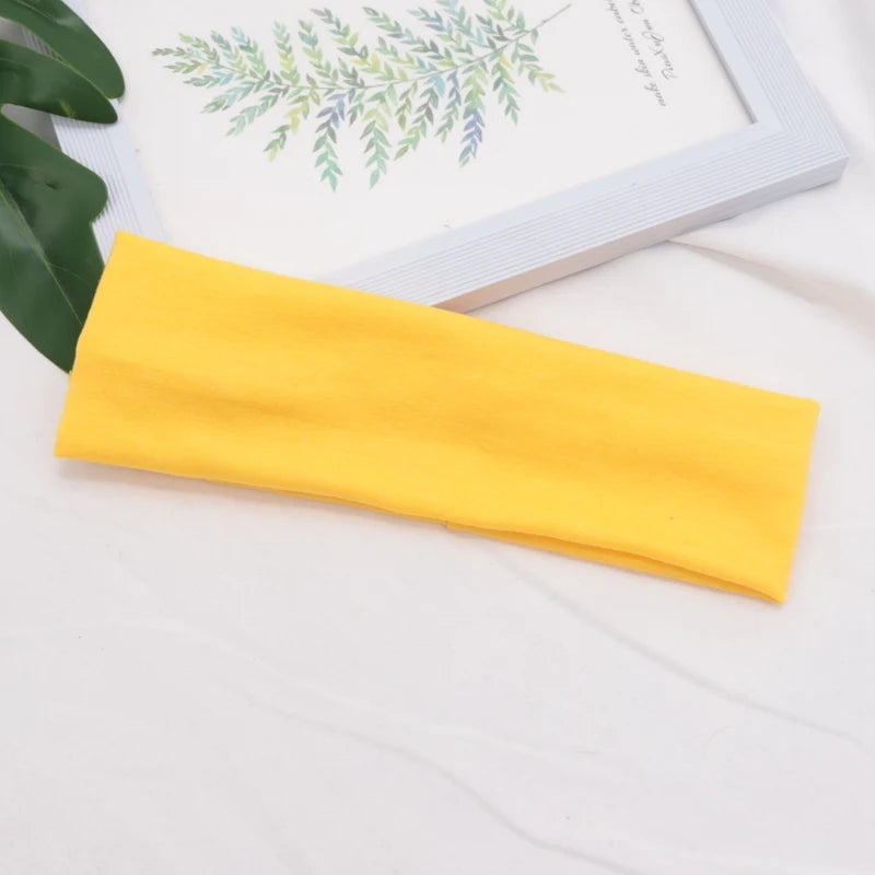 Elastic Cotton Hairband Fashion Headbands Women Men Solid Running Qme Gold