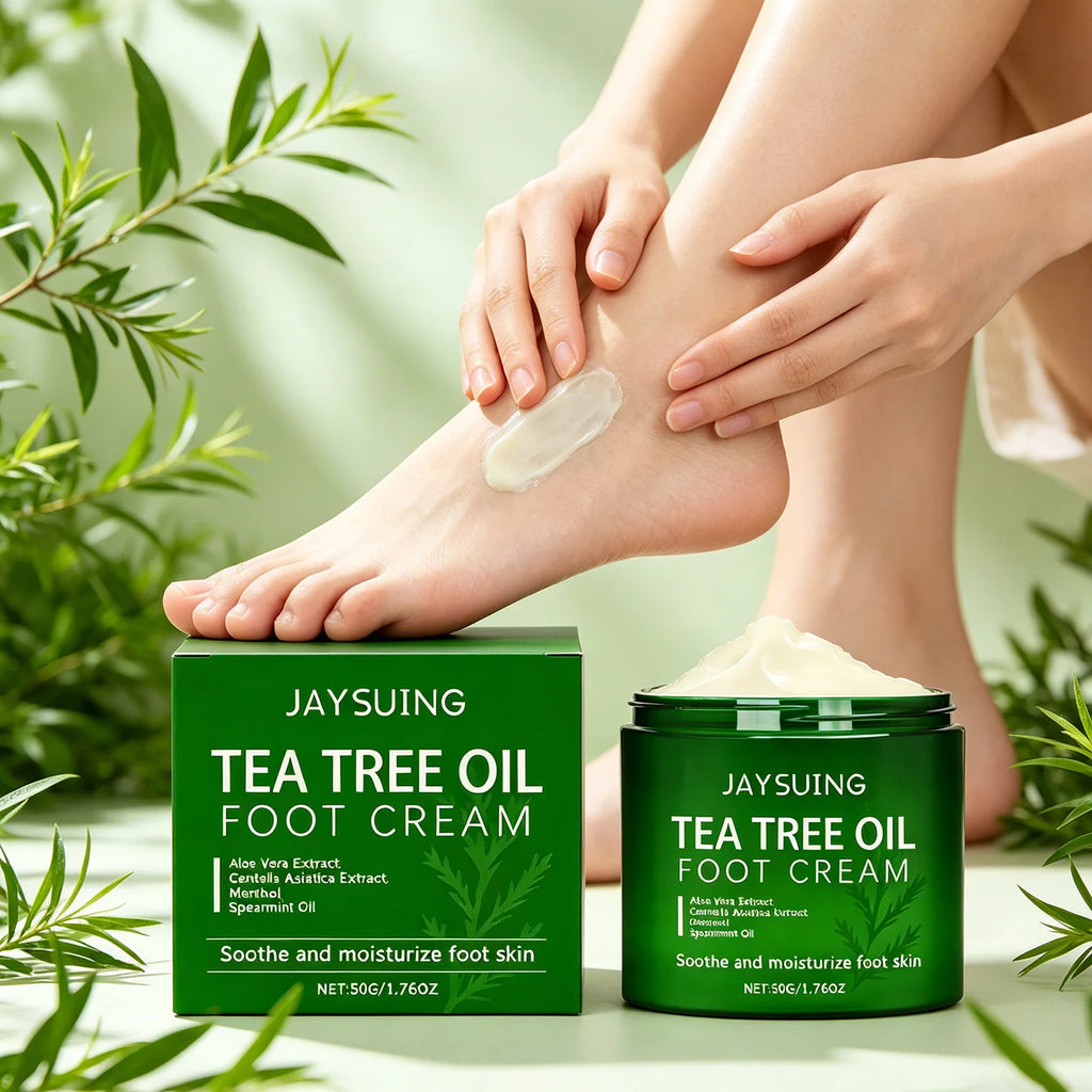 Jaysuing Tea Tree Oil Foot Cream Cracked Feet Remove Calluses Dead Qme