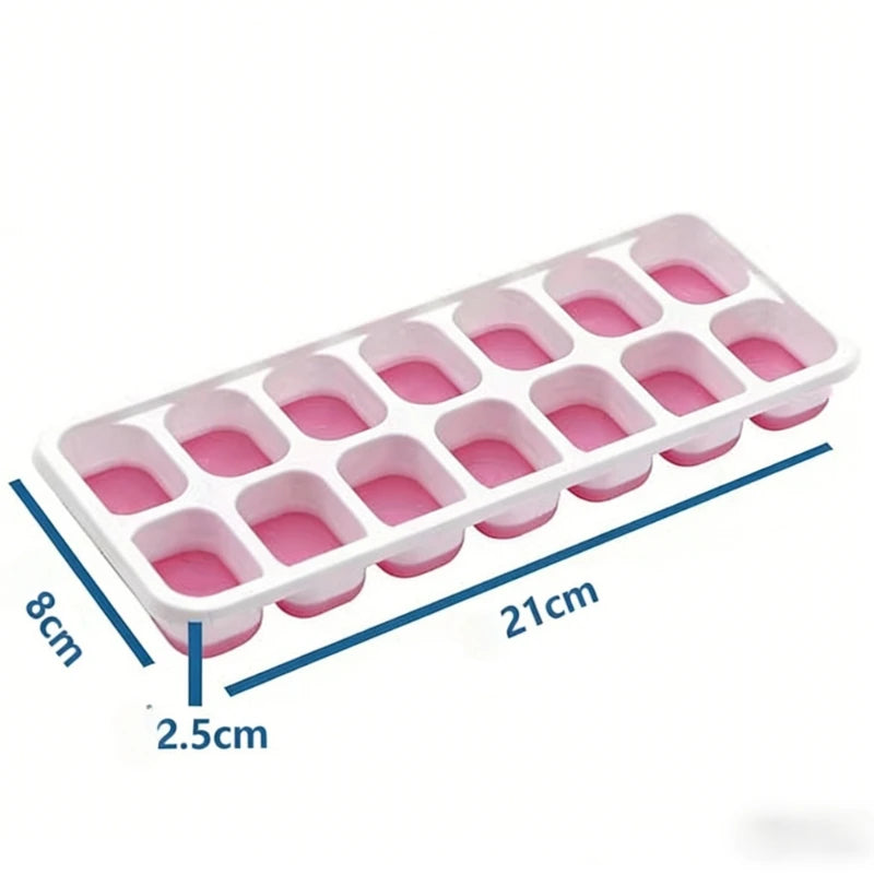 2/4Pcs Flexible Silicone Ice Cube Trays Compartments with Lids Reusable Fruit Infused Ice Maker Freezer Mold Kitchen Gadget Qme