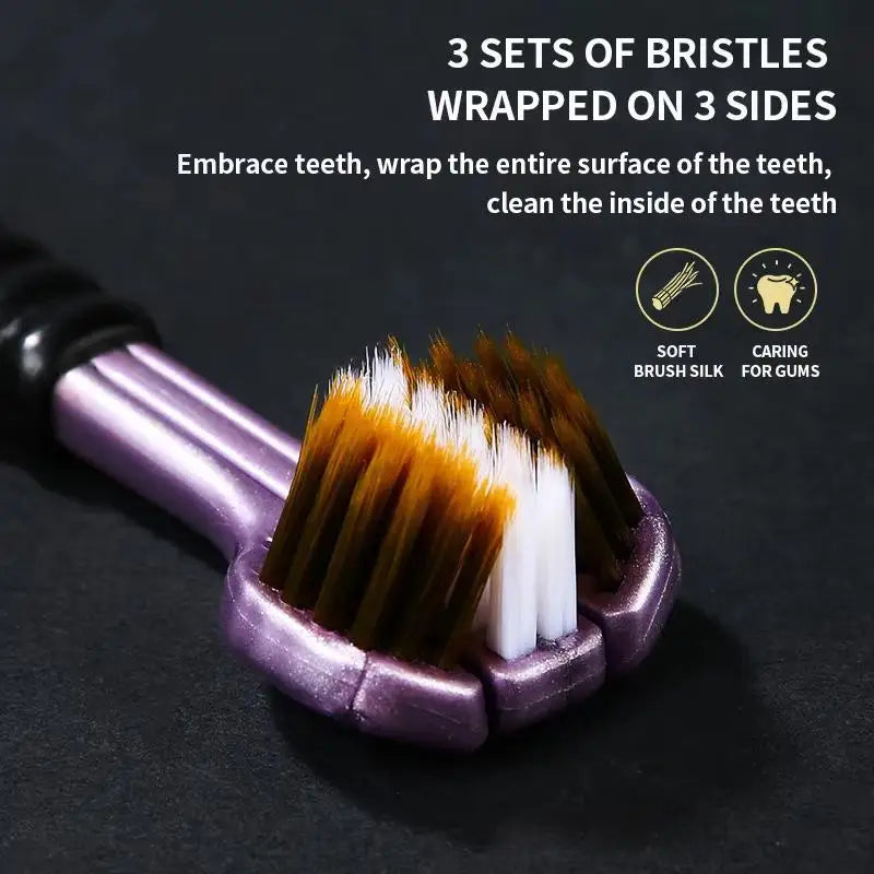 Three Sided Soft Bristled Toothbrush Adult Household Cleaning Qme