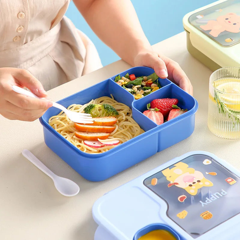 Cute Kids Lunch Box Microwave Insulated Bento Tableware Sauce Qme