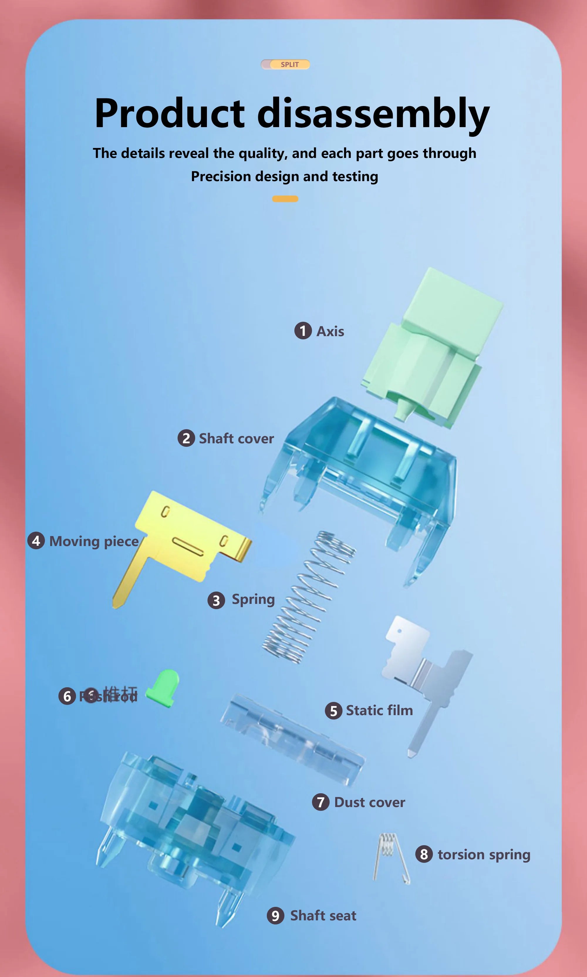 Kailh BOX Zhixia Switch Ethereal Sound Paragraph Class Cyan Switch Crisp Pre Lubricated Mechanical Keyboard Switch 5-Pin POM DIY Qme