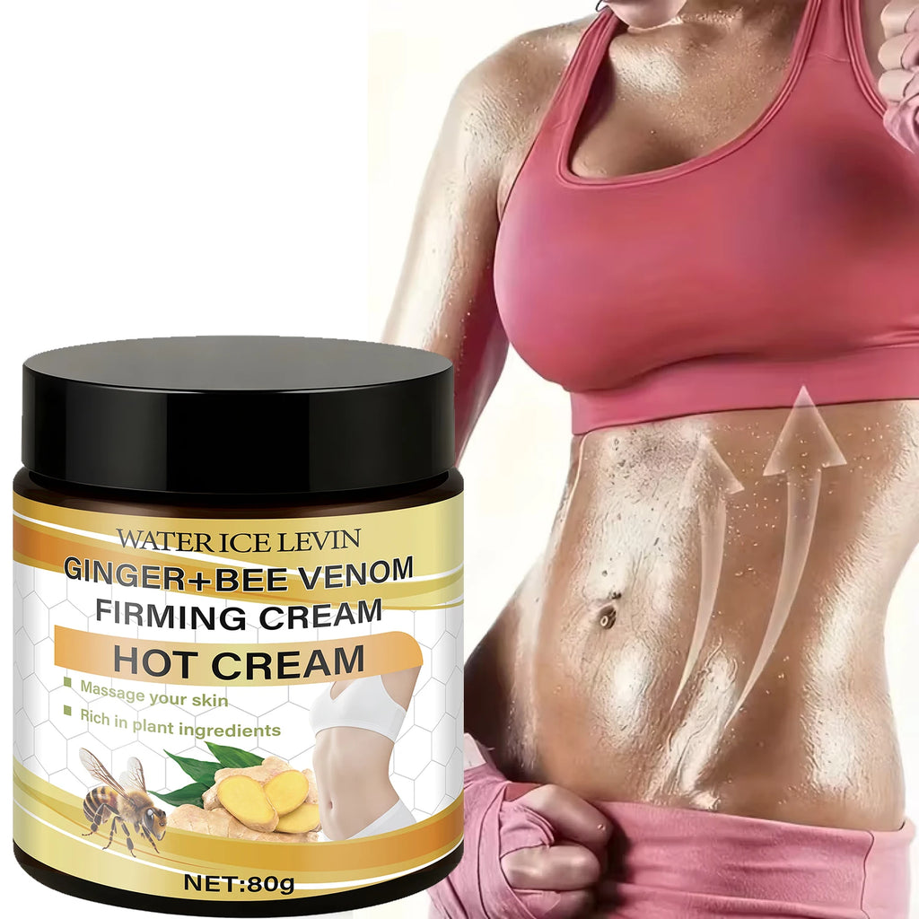 Ginger & Bee Venom Hot Firming Cream - Pre-Workout Warming Moisturizer to Heat Skin,Define with Plant-Based Ingredients. Qme