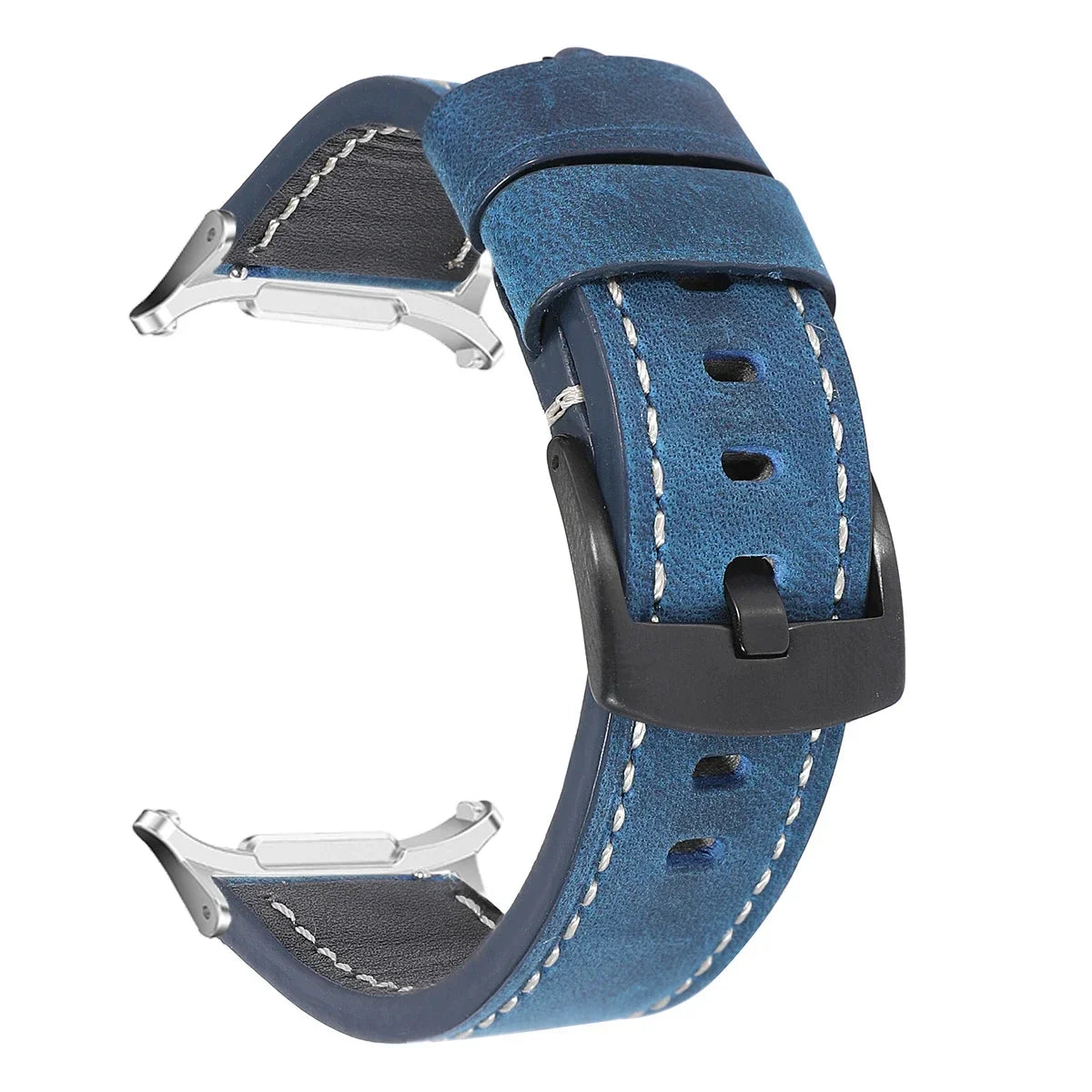 Leather Strap for Samsung Galaxy Watch 7 Ultra 47mm Quick Release Bracelet Wristband for Galaxy Watch Ultra Watchband 22mm Band Qme blue silver Galaxy 7 Ultra 47mm