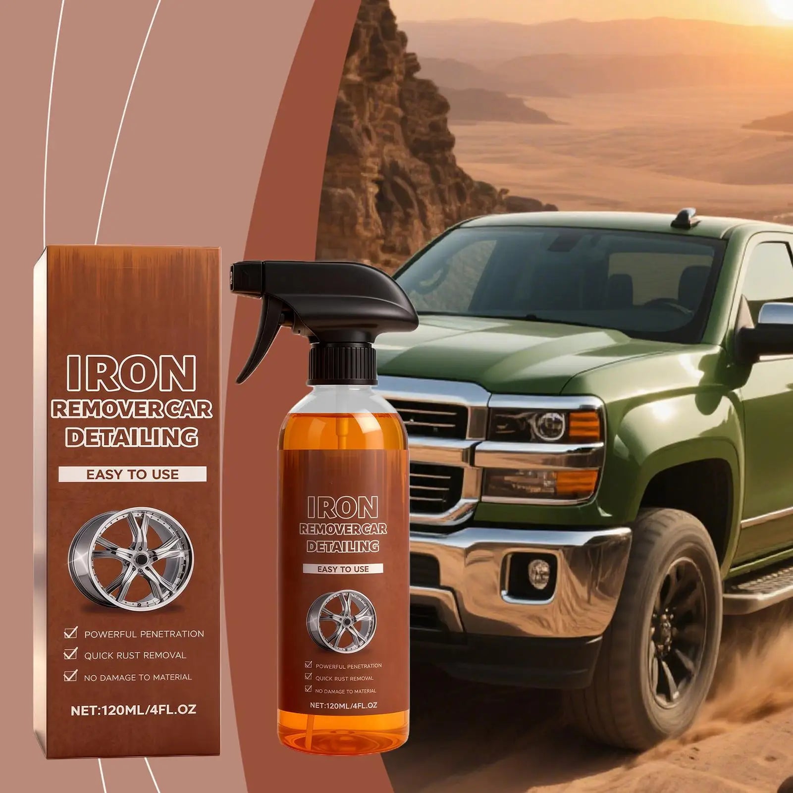 For Metal Iron Remover 120ml Fast-Acting Detailing Cleaner Rust Stain Remover Spray For car Brake Wheel Tire Rim Steel Rv Repair Qme