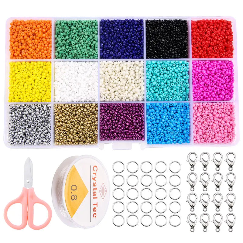 20000pcs Jewelry Making Kit Seed Beads Set 2mm Glass Beads Set Bracelets Necklace Ring Making Seedbeads Kit For DIY Art Craft Qme 15