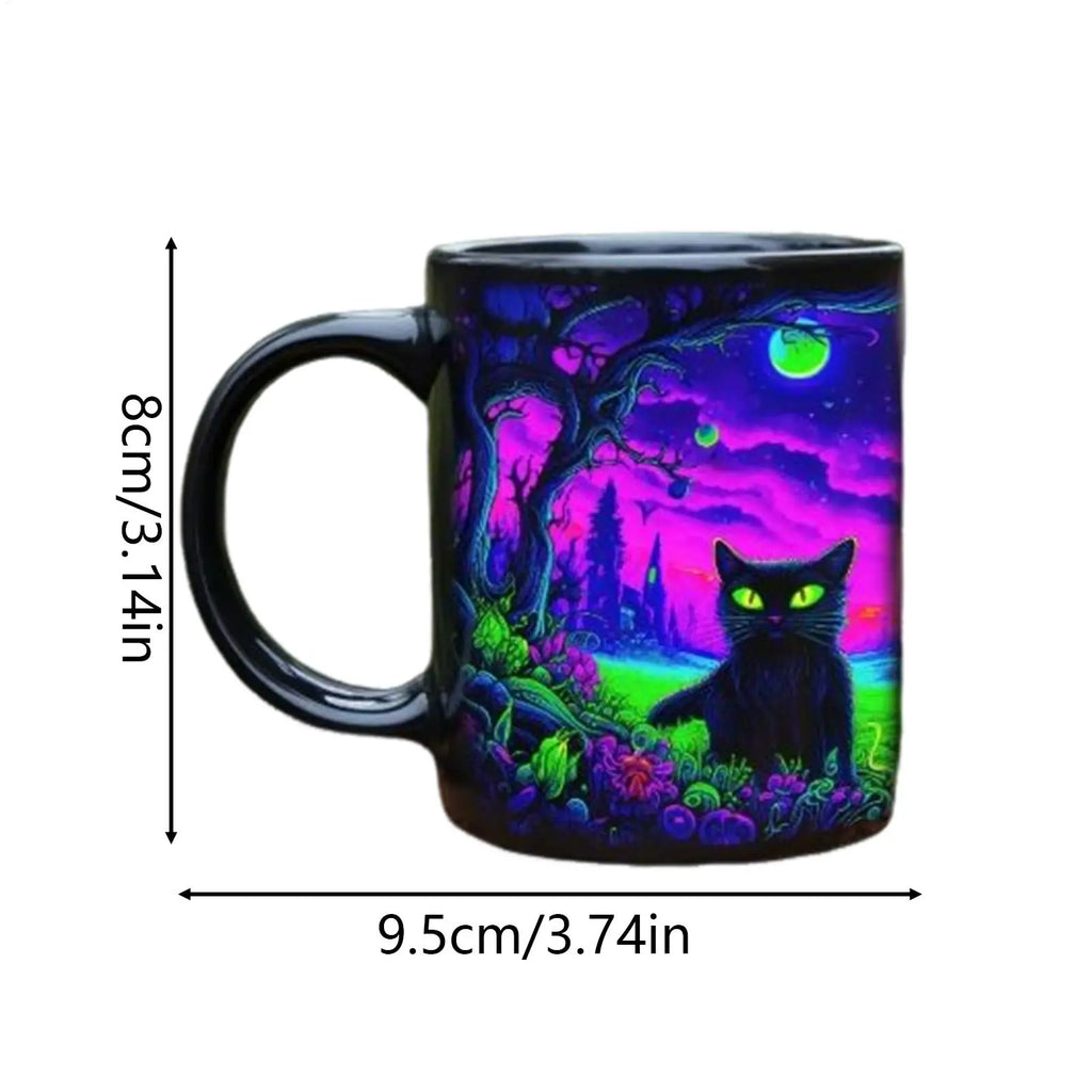 Cat Mugs Ceramic Halloween Funny Mysterious Coffee Cup Festive Mug Qme