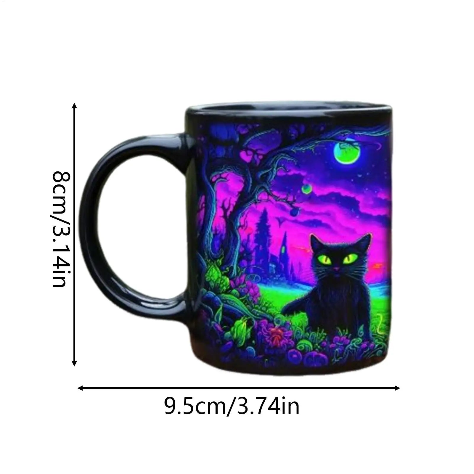 Cat Mugs Ceramic Halloween Funny Mysterious Coffee Cup Festive Mug Qme