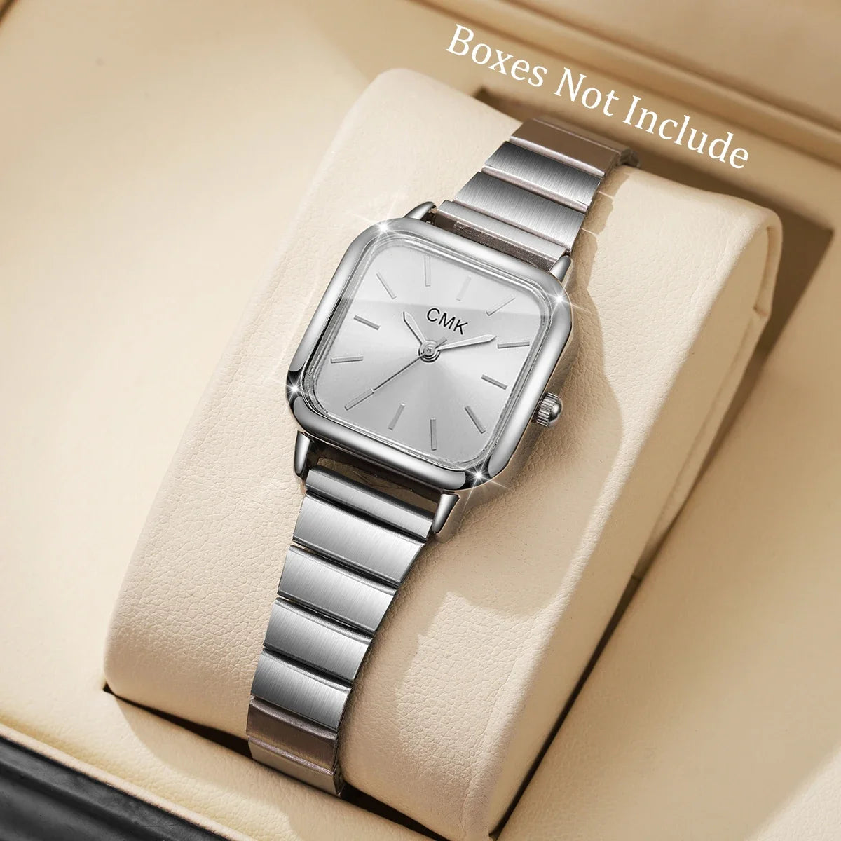Moda praça relógios femininos de luxo ultra-fino cinta senhoras relógio de pulso de quartzo para senhoras reloj mujer (sem caixa Qme WHITE