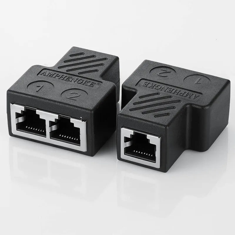 10pcs RJ45 8P8C Network Splitter Adapter for IPTV Broadband Dual Port Ethernet Cable Connector PC Ethernet Splitter Qme BLACK