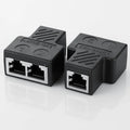 10pcs RJ45 8P8C Network Splitter Adapter for IPTV Broadband Dual Port Ethernet Cable Connector PC Ethernet Splitter Qme BLACK