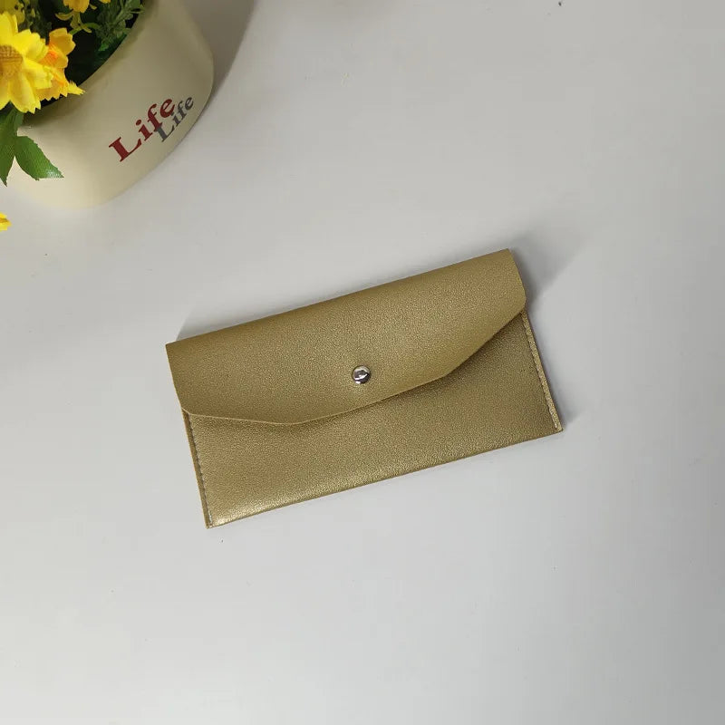 Men’s Ultra Thin Portable Cash Envelope Wallet Wear Resistant PU Leather Money Binder Organizer with Name Card Holder Qme Gold