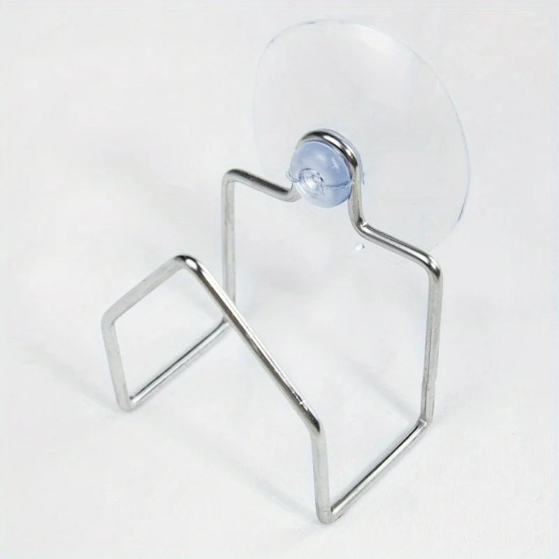 1pc Portable Suction Cup Stainless Steel Drain Rack, Cleaning Cloth Storage Shelf, Dish Drainer, Sponge Holder, Sink Rack Qme