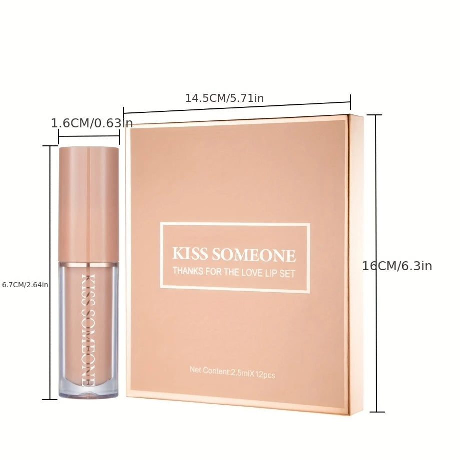 12 Colors Matte Lipstick Set Petansy Liquid Lipstick Kit Long Lasting Waterproof Lip Gloss Set with Gift Box Qme
