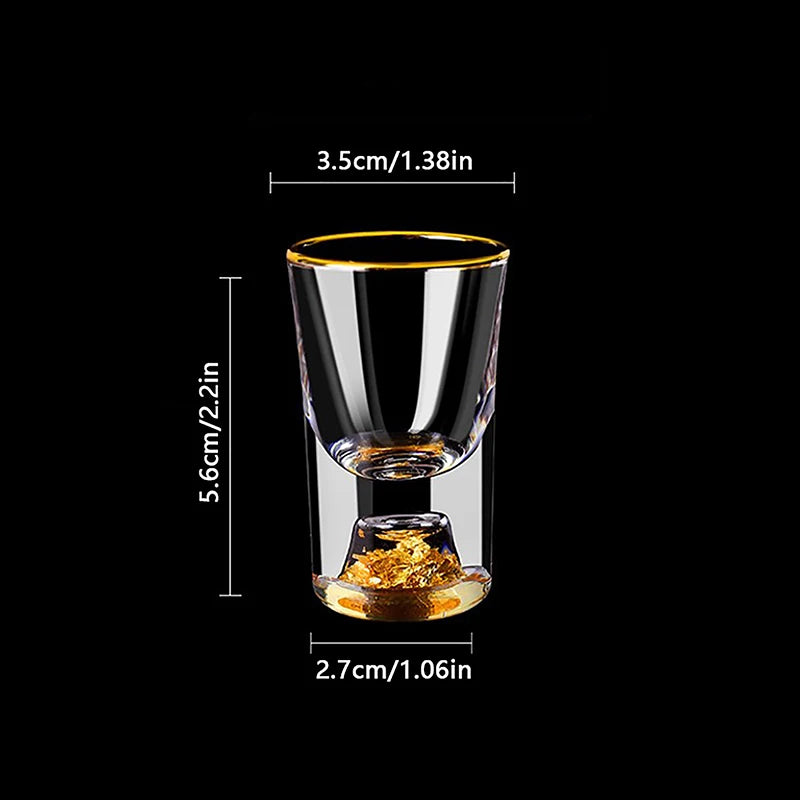 Luxury Crystal Glass Vodka Glass Sake Shochu Glass Bar Liqueur Double Bottom Gold Foil Glass Tea Cup High-end Gifts Hard Liquor. Qme