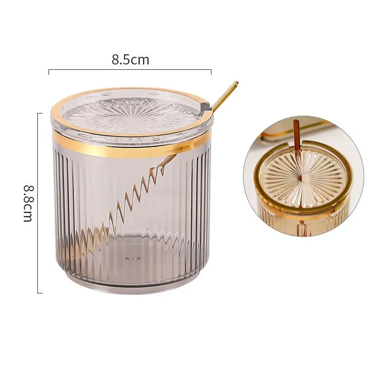 Seasoning Jar With Spoon Household Kitchen Exquisite Seasoning Bottle Storage Jar Qme Smoke Grey