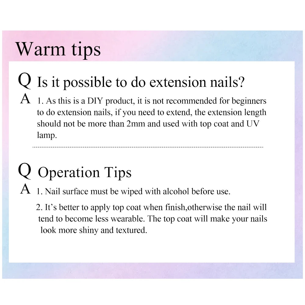 20Tips Transparent Semi Cured Gel Nail Stickers Clear Extension Qme