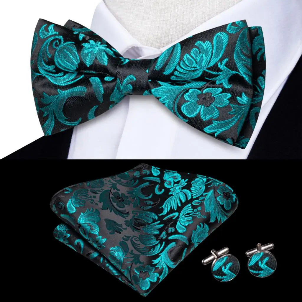 Sage Mint Grass Teal Green Mens Bow Tie Hankerchief Cufflinks Qme LDLH2528